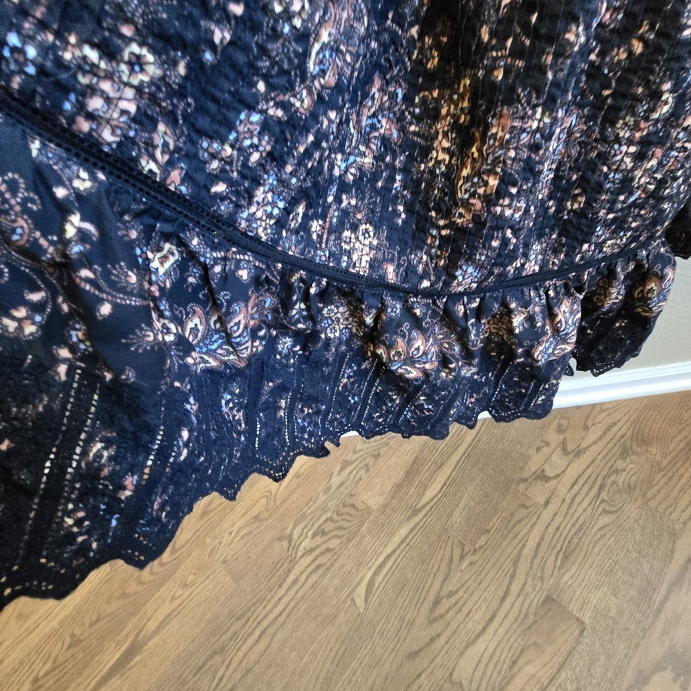 Ulla Johnson Jacqueline 8 Black Floral Pleated Cocktail Evening Midi Dress - Picture 8 of 14